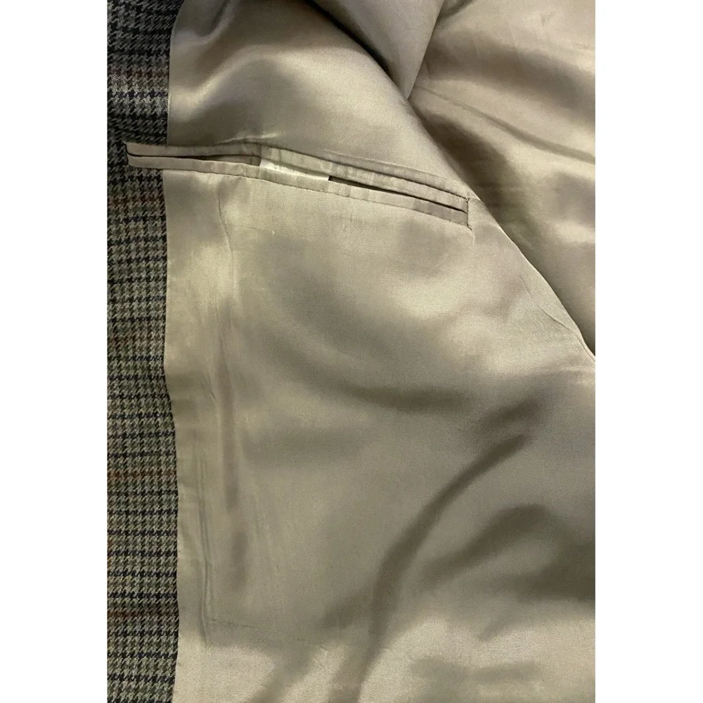 Lauren Ralph Lauren Mens Taupe Multicolor Houndstooth Blazer Size 46L Sport Coat